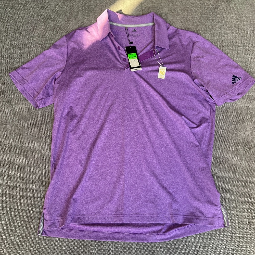 Adidas Ultimate 365 Golf Polo Shirt Mens Large Purple UPF 50 Performance Stretch